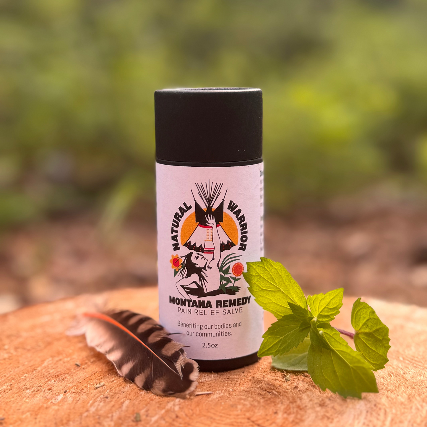 Natural Warrior Montana Remedy pain relief salve by JAMUspa in balm stick, plant-based topical for muscle and joint support